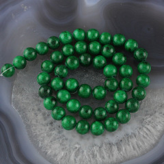 YJ1122-9 Dark green Emerald colour dyed jade stone beads strand