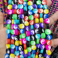CC1883 Colorful Clay Jewelry Supplies Rainbow Polymer Clay Yin Yang Zen Jewelry Supplies Spacer Beads