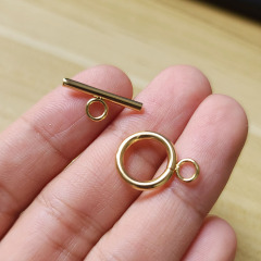 JF1312 18K Gold Plated OT Toggle Clasp Buckles, circle and bar Clasps for necklace jewelry making