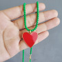NM1075 2021 Summer Beach Jewelry Gold Plated Enamel Love Heart Pendant Enamel Metal Brass Box Chain Necklace