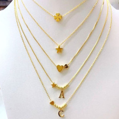 NM1017 delicate mini 18k gold plated brass necklace heart star initial letter charm necklace for girls ladies women 2021 NM1017 delicate mini 18k gold plated brass necklace heart star initial letter charm necklace for girls ladies women 2021
