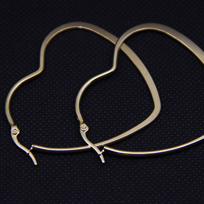 ES1022 IPG Gold Plating Stainless Steel Heart Shape Hoop Earrings