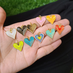 JS1631 Rainbow Enamel pendant Jewelry Chic Colored Enamel Blue Red White Black Pink Heart Pendants