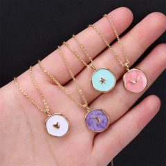 NM1233 Dainty Gold Enamel Heart Lightning Bolt Star Moon Medallion Coin Chain Necklace NM1233 Dainty Gold Enamel Heart Lightning Bolt Star Moon Medallion Coin Chain Necklace