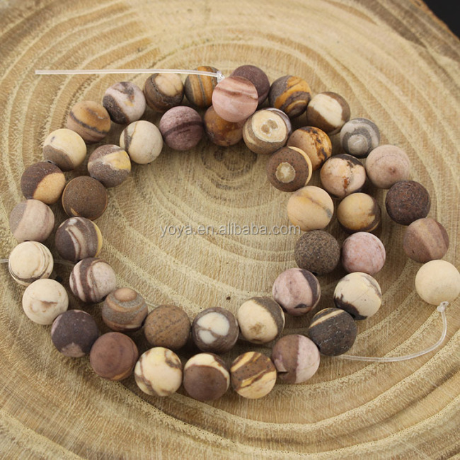 SB6525 Round Matte Australia Brown Zebra Jasper Loose Beads For Jewelry Making