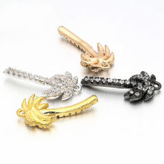 CZ7880 Gold Green CZ Micro Pave Coconut Palm Tree Charm Pendants