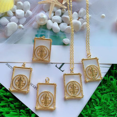 NZ1275 Gold Plated CZ Pave Shell Tarot Card Necklace,Star strength Sun Moon Symbolic Necklace Tarot Card Jewelry Mystic Jewelry