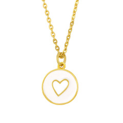 NZ1202 fashion heart pendant ladies enamel necklace ,charm copper pendants  custom stainless steel O chain women necklace