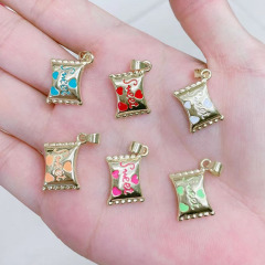 JS1576 Dainty Gold Plated brass metal rainbow enamel candy sweet heart charms Pendant