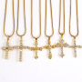 NZ1100 Chic Diamond the Christian Religion Jewelry Cubic Zirconia CZ Micro Pave Cross Pendant Chain Necklace