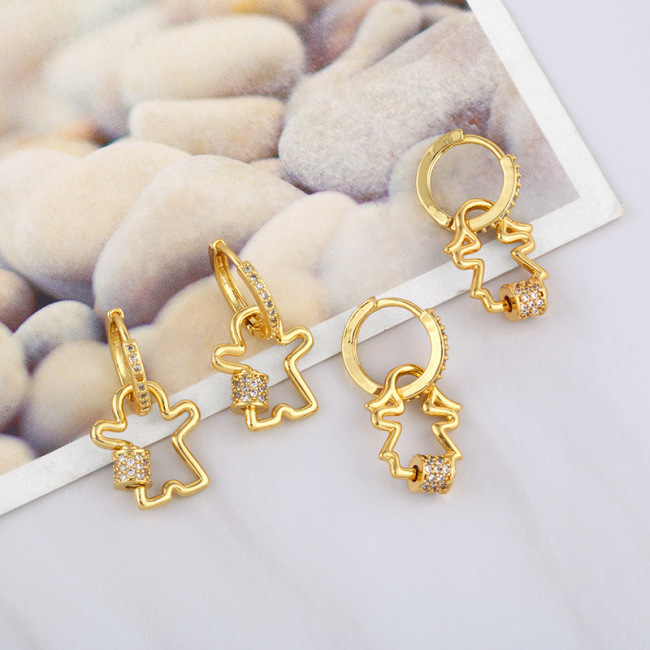 EC1695  Chic Delicate CZ Pave Carabiner Lock Charm Hoop uggies Earrings for Women