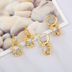 EC1695 Chic Delicate CZ Pave Carabiner Lock Charm Hoop uggies Earrings for Women