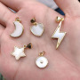 CZ8134 Dainty Mini Small Gold Plated White Shell Heart Star Crescent Charm,Tiny Minimal Heart Lightning Charm Pendant