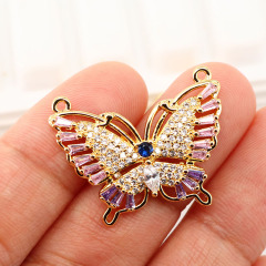 CZ8074 Hotsale 18k Gold Plated CZ Zircon Micro Pave Butterfly Charm Pendant for Necklace Jewelry Making