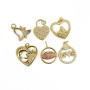 CZ8492 Dainty CZ Micro Pave Jewelry Charms 18k Gold CZ Paved Lock Butterfly Heart Lip Charm Pendants