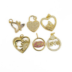 CZ8492 Dainty CZ Micro Pave Jewelry Charms 18k Gold CZ Paved Lock Butterfly Heart Lip Charm Pendants CZ8492 Dainty CZ Micro Pave Jewelry Charms 18k Gold CZ Paved Lock Butterfly Heart Lip Charm Pendants