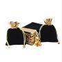 PP1010 Popular Black and Gold Trim Jewelry Pouches Velvet Gift Bags Packaging Supplies