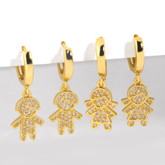 EC1691 Hot Sale 18k gold plated CZ micro pave kids earrings,diamond children girl and boy huggie earrings jewelry for women