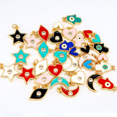 CZ7898 Chic mini Enamel Gold Plated Evil Turkish Eye Hamsa Hand Star Crescent Bracelet Charm Pendants