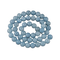 YJ1123-2 Light Blue Aquamarine Colour Smooth Round Jade Stone Beads
