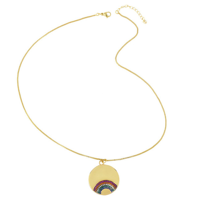 NZ1245 Fashion Jewelry Gold Plated Enamel Rainbow Crescent Moon Pendant Chain Necklace ,Valentine's Day Gift For Lover Mom