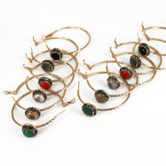 ER1016 Rhinestone Pave Gemstone Gold Hoop Earring for Women ER1016 Rhinestone Pave Gemstone Gold Hoop Earring for Women
