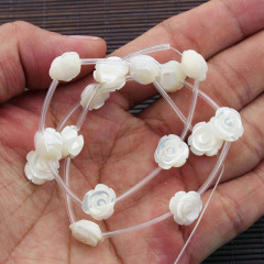 SP4037 MOP shell mother of pearl carved rose flower beads