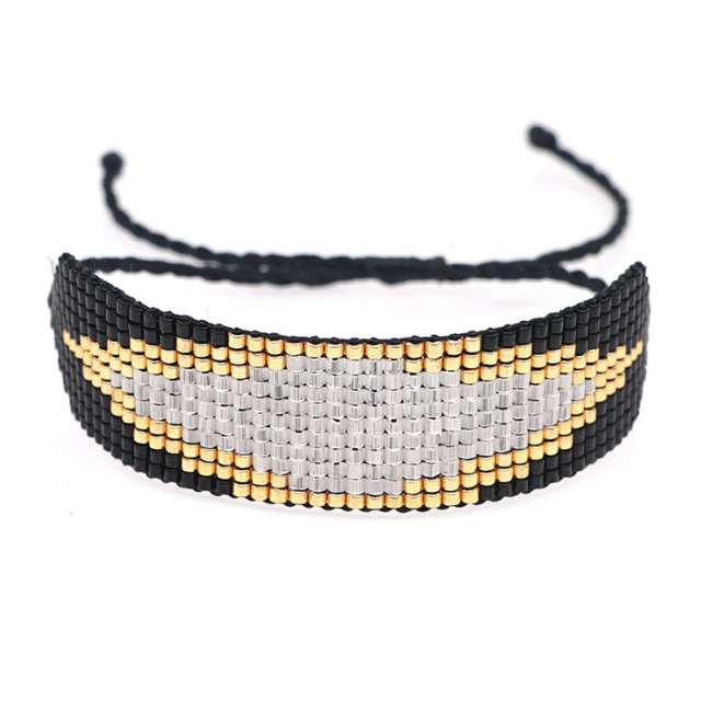BG1091 Black Red Chic Loom Miyuki Seed Beads Bracelet Good Luck Evil Turkish Eye Adjustable Amulet Charm Bracelet
