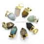 JF7205 2018 Dainty mini gold plated faceted natural quartz gemstone hexagonal spike pendant