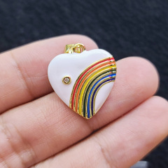 CZ8304 Wholesale enamel rainbow cz micro pave heart charm pendant,cubic zirconia diamond heart pendant