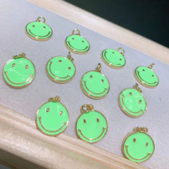 JS1530 Gold Plated Enamel Neon Smiley Smile Face Charm Pendants for Bracelet Necklace Earring Making Supplies