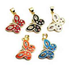 CZ8455 18k Gold Plated Rainbow Enamel Multicolor CZ Zircon Micro Pave Butterfly Charm Pendant for Necklace Jewelry Making