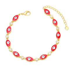 BC1393 Dainty 18k Gold Plated Enamel Multi Colored Evil Eyes & With CZ Spiritual Chain Good Luck bracelets