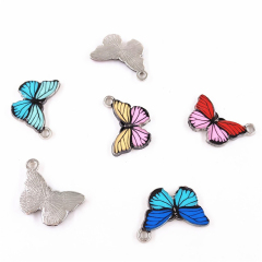 JS1494 Fashion Chic Colorful rainbow enameled metal butterfly charm pendants