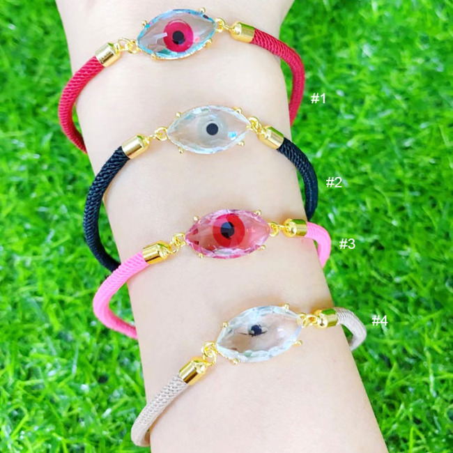 BC1351 Trendy fashion string colourful evil eyes women bracelet ,custom adjustable cubic zircon eyes cord ladies bracelet