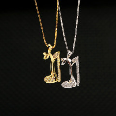 NZ1078 New Diamond Women's Shoe Jewelry Chic Cubic Zirconia CZ Micro Pave Shoe Pendant Designer Necklace NZ1078 New Diamond Women's Shoe Jewelry Chic Cubic Zirconia CZ Micro Pave Shoe Pendant Designer Necklace