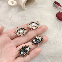 EM1076 Fashion Pretty Womens Fashion Crystal Glass Pearl Pave Evil Evileye Eye Charm Stud Earrings for Women Girls