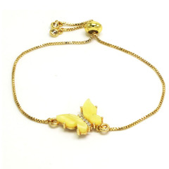 BC1312 Fashion Gold plated Brass CZ Micro Pave colourful butterfly copper chain wrist ladies  bracelet
