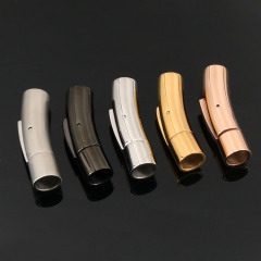 JF1253 Stainless Steel Locking Clasp Bayonet Style Leather Cord Clasp Snap-In Stainless Steel Clasps Closure with Button