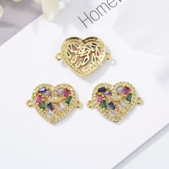 CZ8151 Bracelet Accessories Brass Micro Pave Crown Arrow Heart Charm Connector For Jewelry Finding Connector