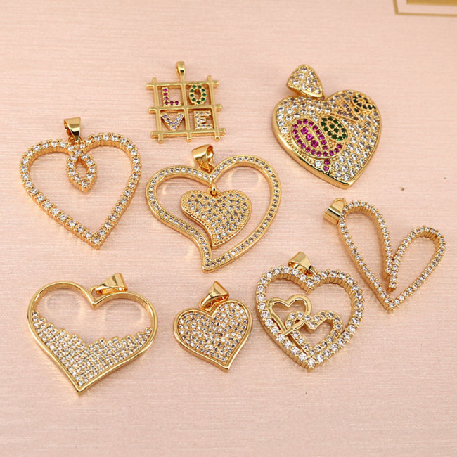 CZ8273 New Cubic Zirconia CZ Micro Pave Love Heart Pendant,Valentine's Day Jewelry supplies