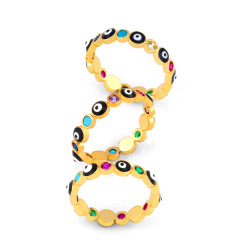 RM1082 Chic Enamel Rainbow Cubic Zirconia CZ Micro Pave Evil Evileye Eye Rings for Ladies RM1082 Chic Enamel Rainbow Cubic Zirconia CZ Micro Pave Evil Evileye Eye Rings for Ladies