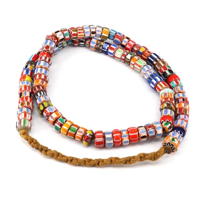 GP0903 Tribal Nepalese glass chevron beads,rustic Opaque multicolor glass Rainbow Beads