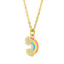 NZ1185 Fashion Jewelry Gold Plated Enamel Rainbow Love Heart Pendant Chain Necklace ,Valentine's Day Gift For Lover Mom