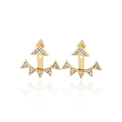 EM1062 Trendy Rhinestone Crystal Spike Minimalist ear jackets, Ear jackets with spikes, Geometric earrings