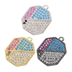 CZ8007 High Quality Rose Gold CZ Micro Pave Geometric Pendant, Octagon,Hexagon Roundel Disc Micro Pave Charm for Jewelry Making