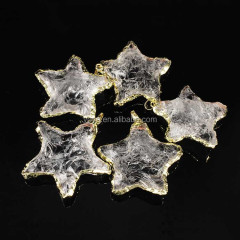 JF7223 2018 New Gold Plated Rough Clear Quartz Star Pendants JF7223 2018 New Gold Plated Rough Clear Quartz Star Pendants