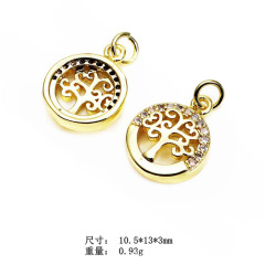 CZ8292 wholesale tiny CZ brass charm evil eyes & crown, jewelry findings copper circle pendant for women's necklace