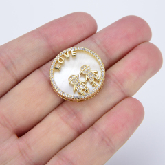 CZ8334 hot sale 18K gold plated brass CZ Micro Pave cute boys girls round love charms pendants