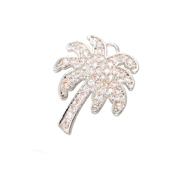 CZ7748 Gold Green CZ Micro Pave Coconut Palm Tree Charm Pendants